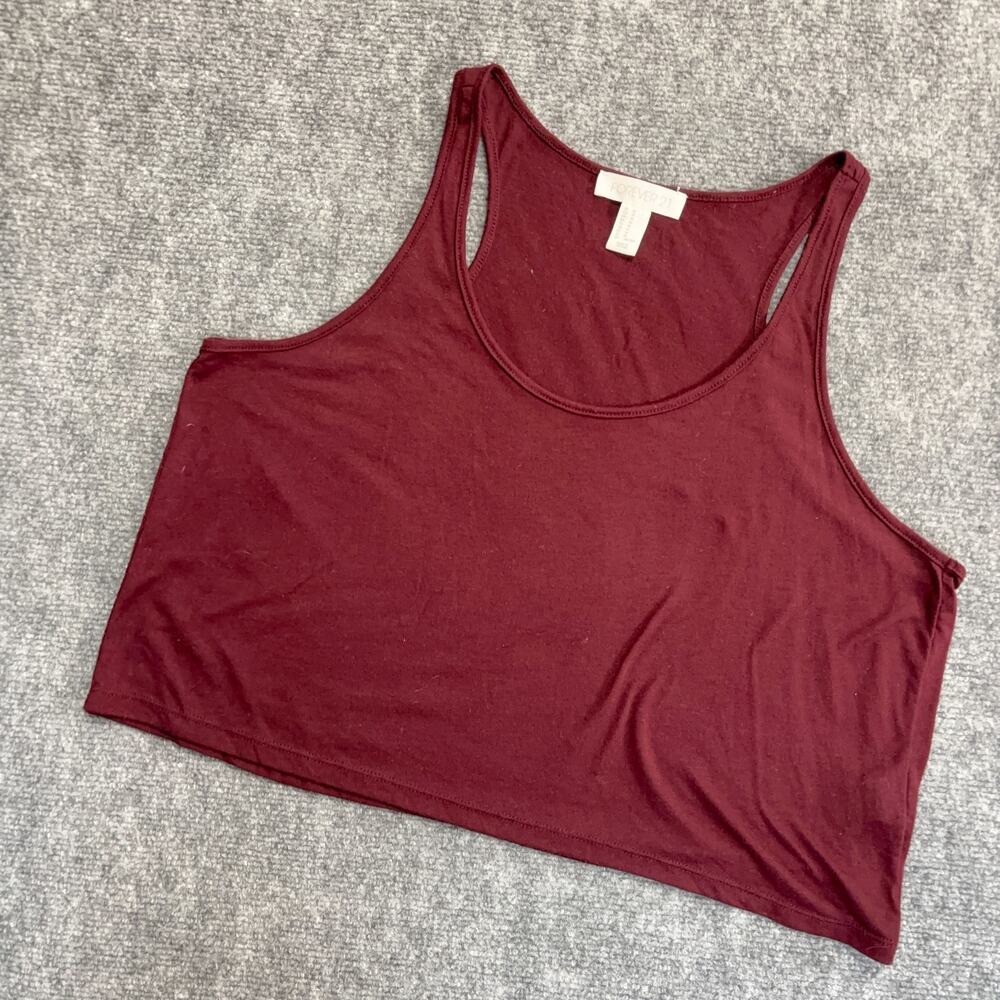 Forever 21 Burgundy Cropped Tank Top Women's M Sleeveless Soft Stretch Casual